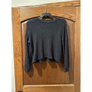 Banana Republic Gray Knit Sweater Cropped Pullover Long Sleeve Women's L